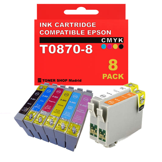 BDink Cartuchos Tinta Compatible Epson T0870 a T0879 (Pack 8)