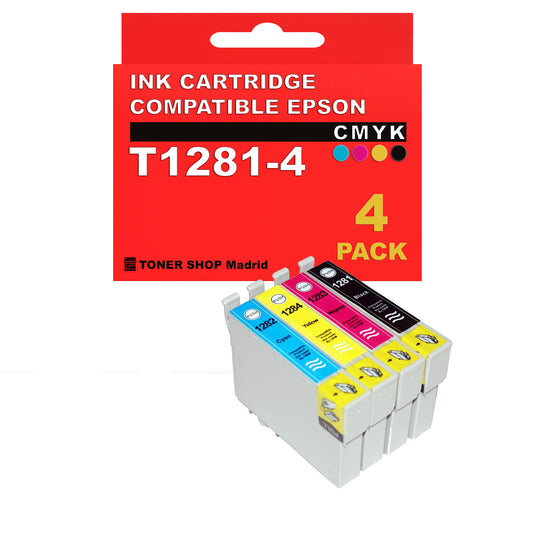 BDink Cartuchos Tinta Compatible Epson T1281 a T1284 CMYK (Pack 4)