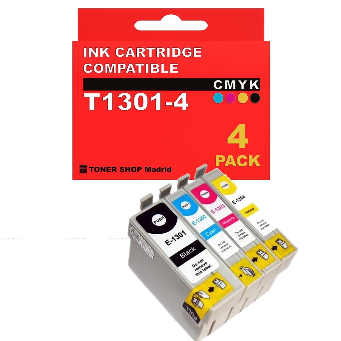 BDink Cartuchos Tinta Compatible Epson T1301 a T1304 CMYK (Pack 4)