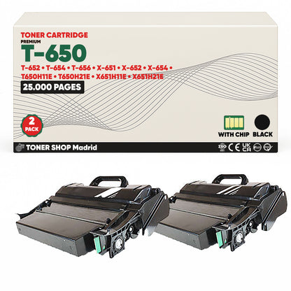 BDink Cartucho Tóner Compatible Lexmark T650/T652 Negro