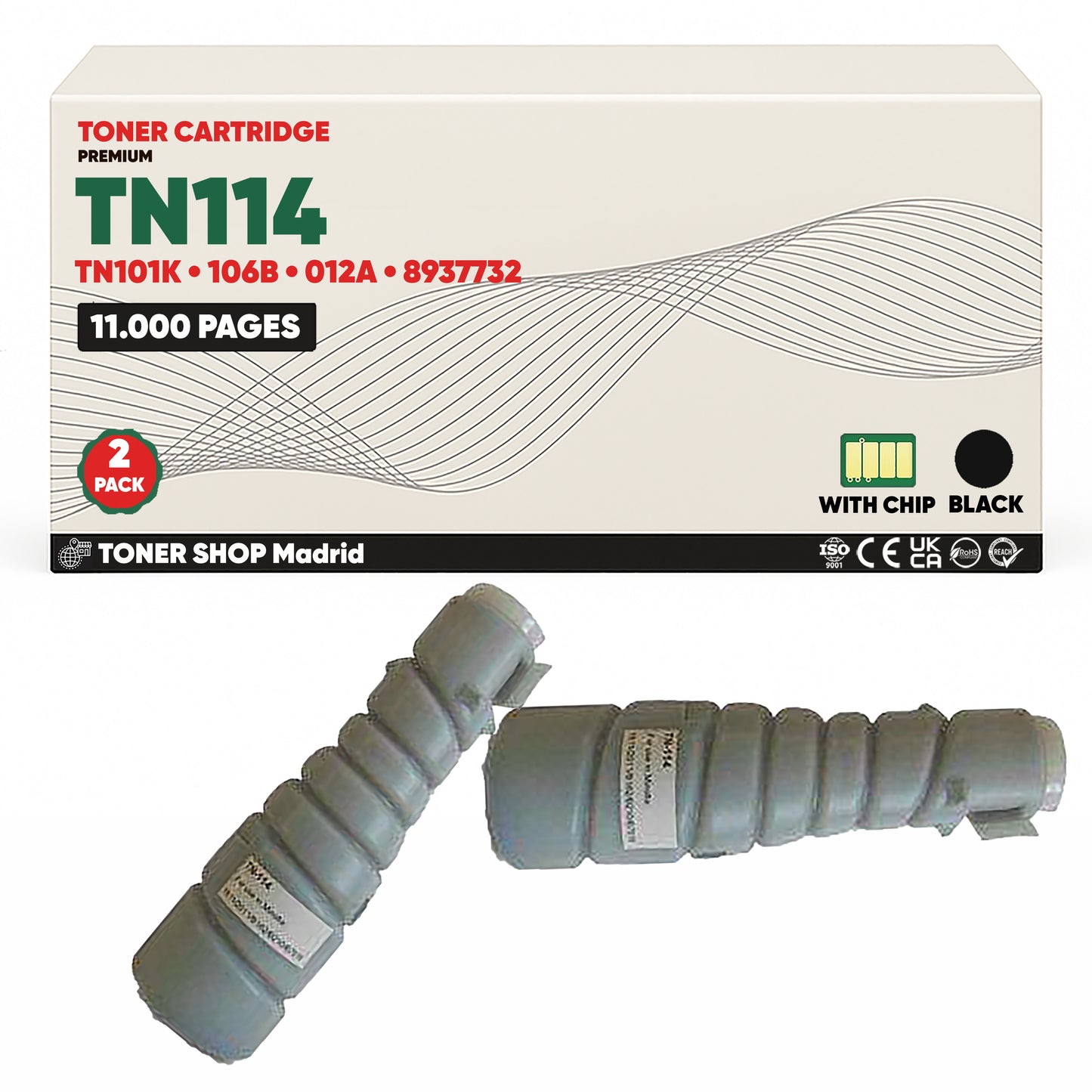 BDink Cartucho de Toner Compatible Konica Minolta TN114 Negro