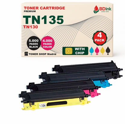BDink Cartuchos Tóner Compatible Brother TN135 TN130 (Pack 4)