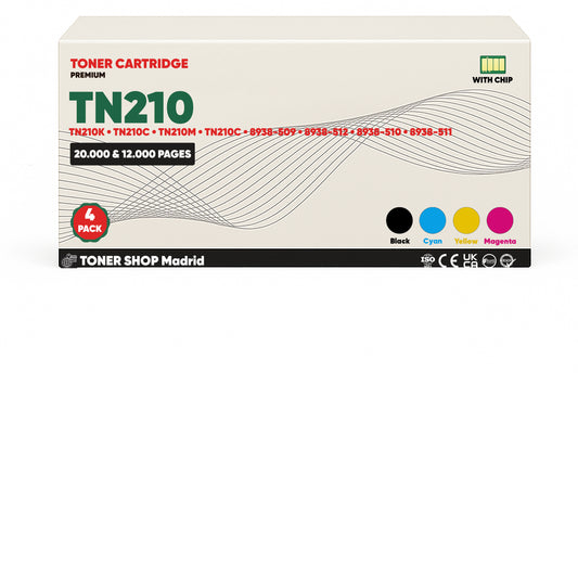 BDink Cartucho de Toner Compatible Konica Minolta TN210 (Pack 4) CMYK
