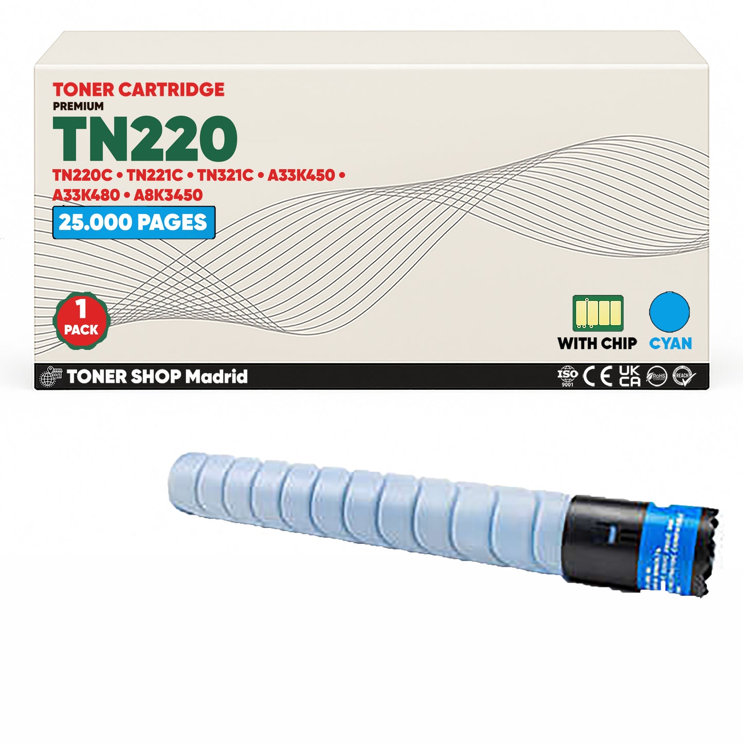 BDink Cartucho de Toner Compatible Konica Minolta TN220 (Pack 4) CMYK