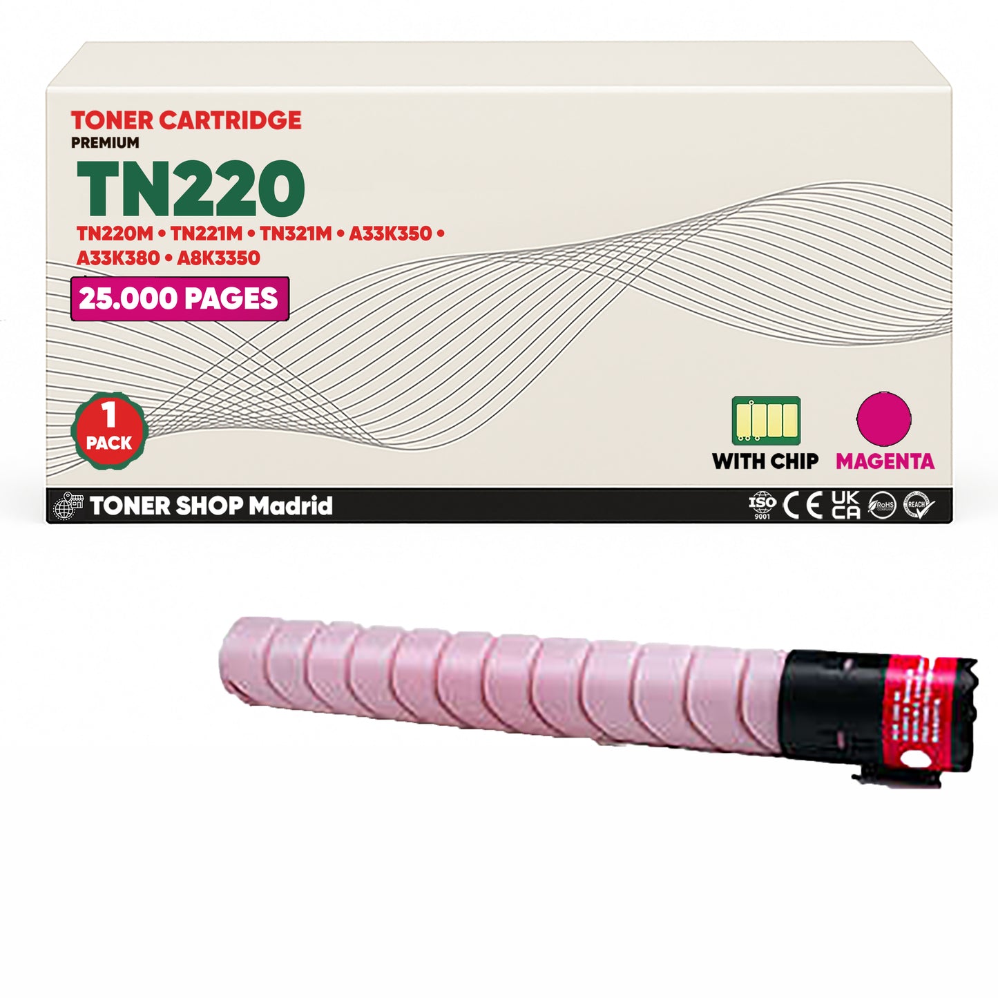 BDink Cartucho de Toner Compatible Konica Minolta TN220 (Pack 4) CMYK