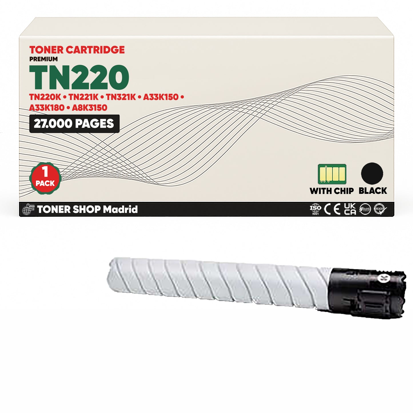 BDink Cartucho de Toner Compatible Konica Minolta TN220 (Pack 4) CMYK