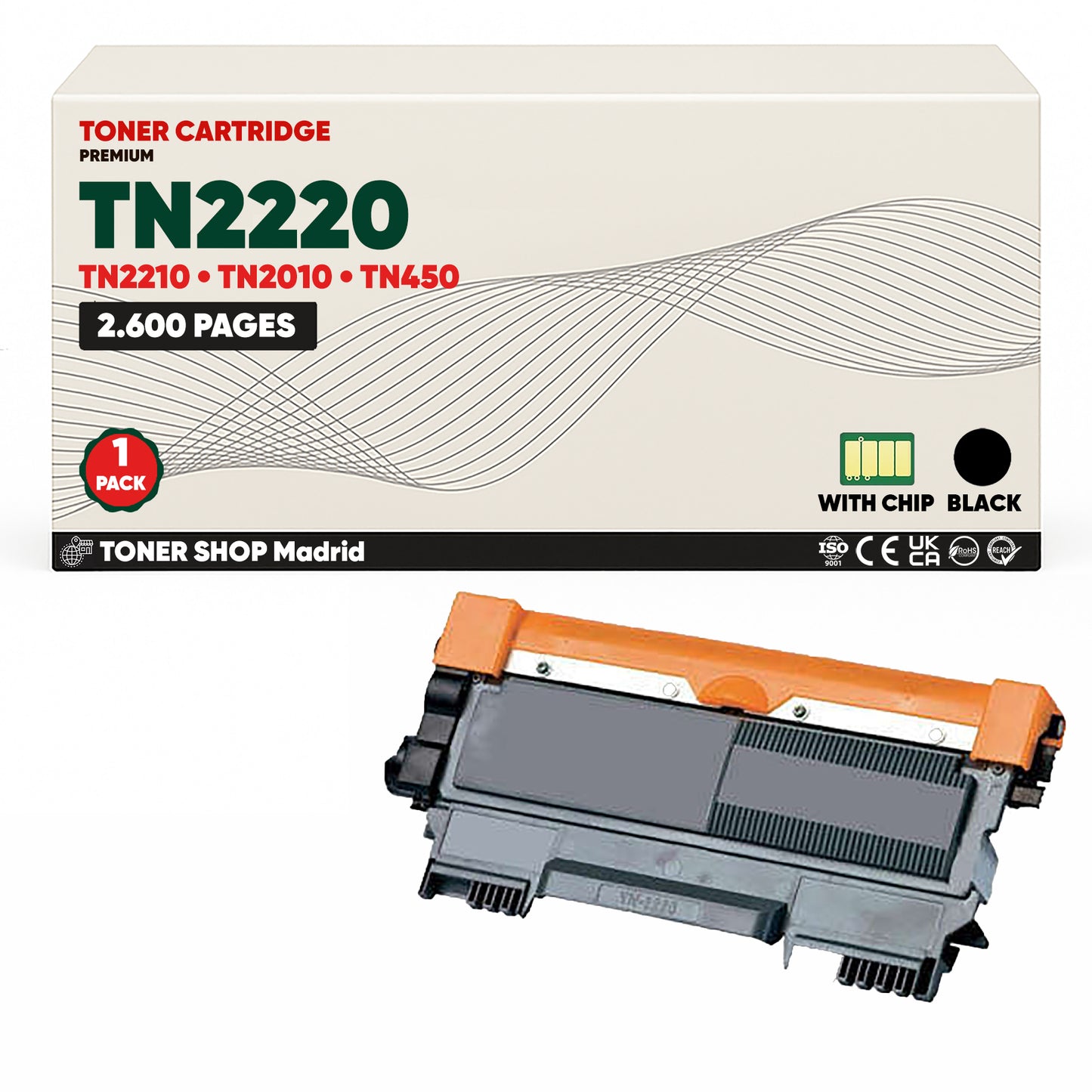 BDink Cartucho Tóner Compatible Brother TN2220 TN2210 Negro