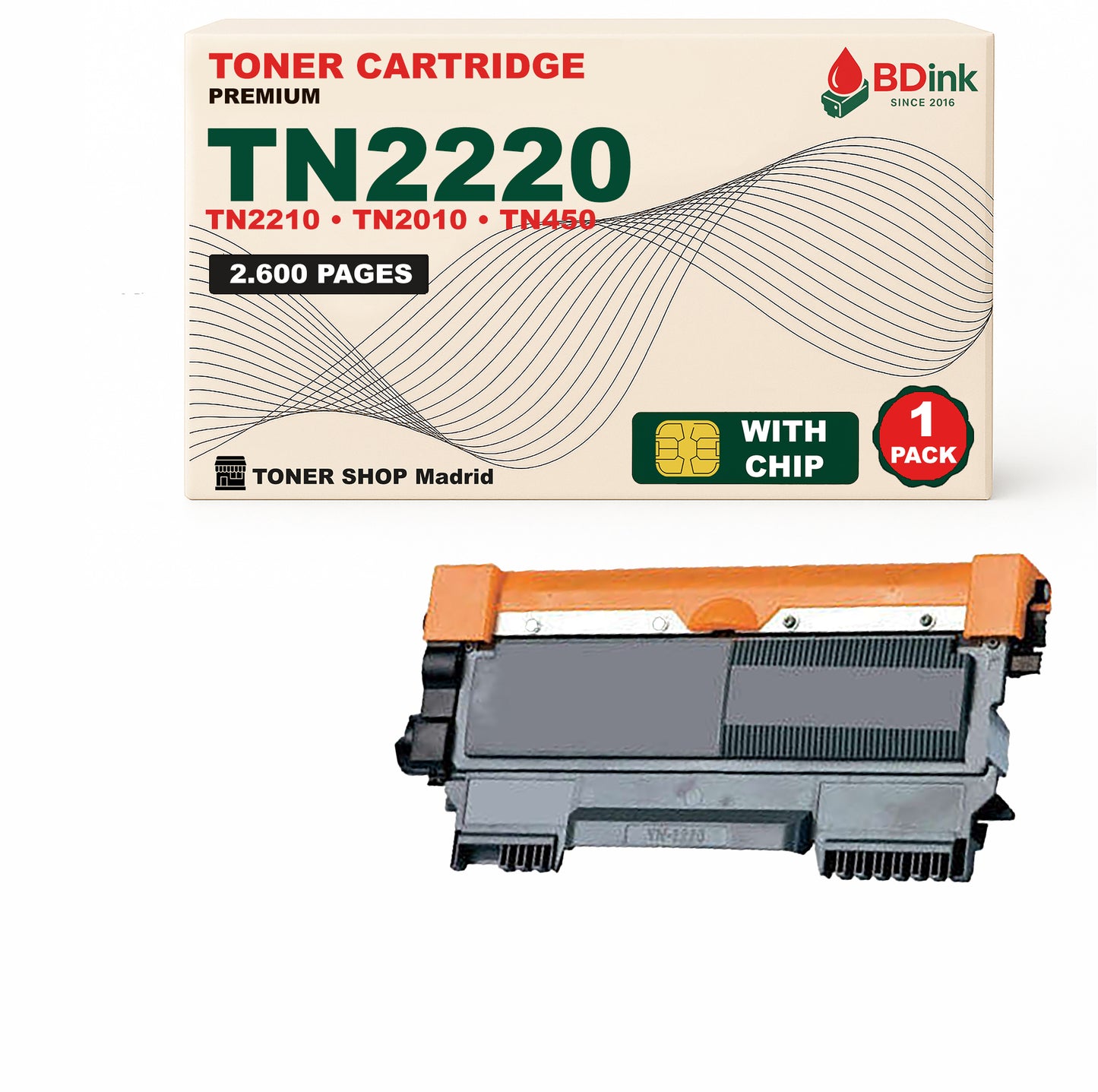 BDink Cartucho Tóner Compatible Brother TN2220 TN2210 Negro