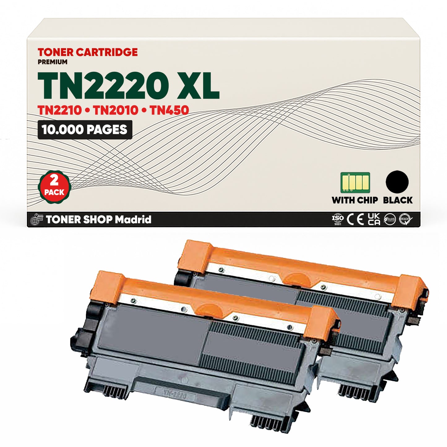Cartucho Tóner Compatible Brother TN2220 TN2210 Negro 10K Páginas