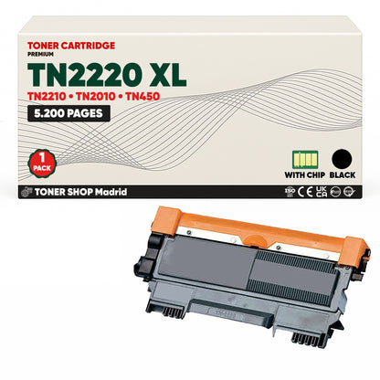 BDink Cartucho Tóner Compatible Brother TN2220 XL TN2210 XL Negro