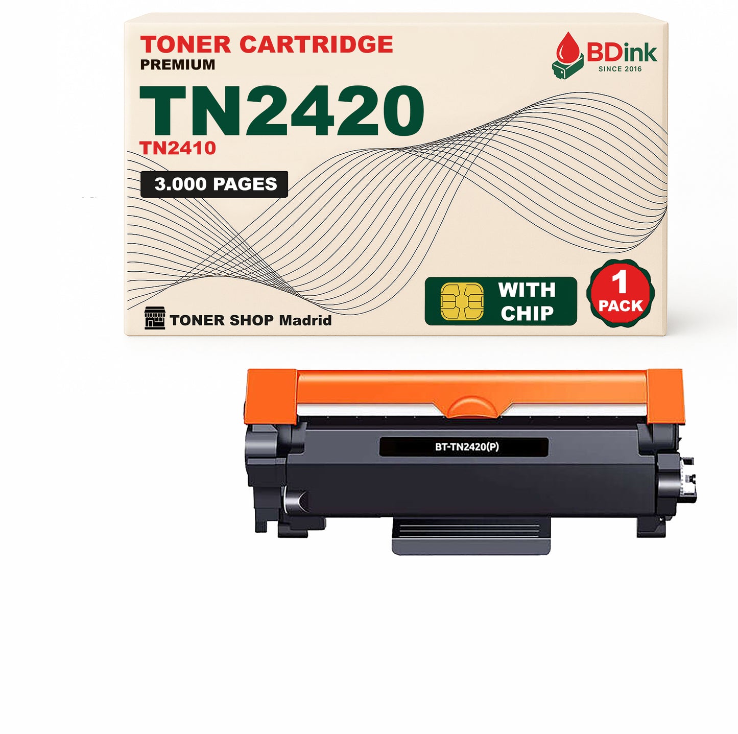BDink Cartucho Tóner Compatible Brother TN2420 TN2410 Negro