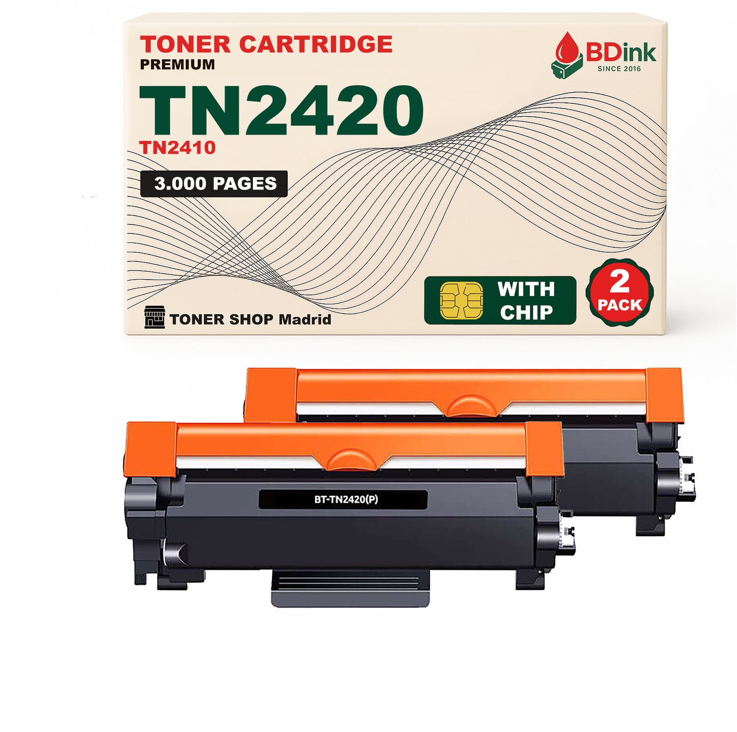 BDink Cartucho Tóner Compatible Brother TN2420 TN2410 Negro