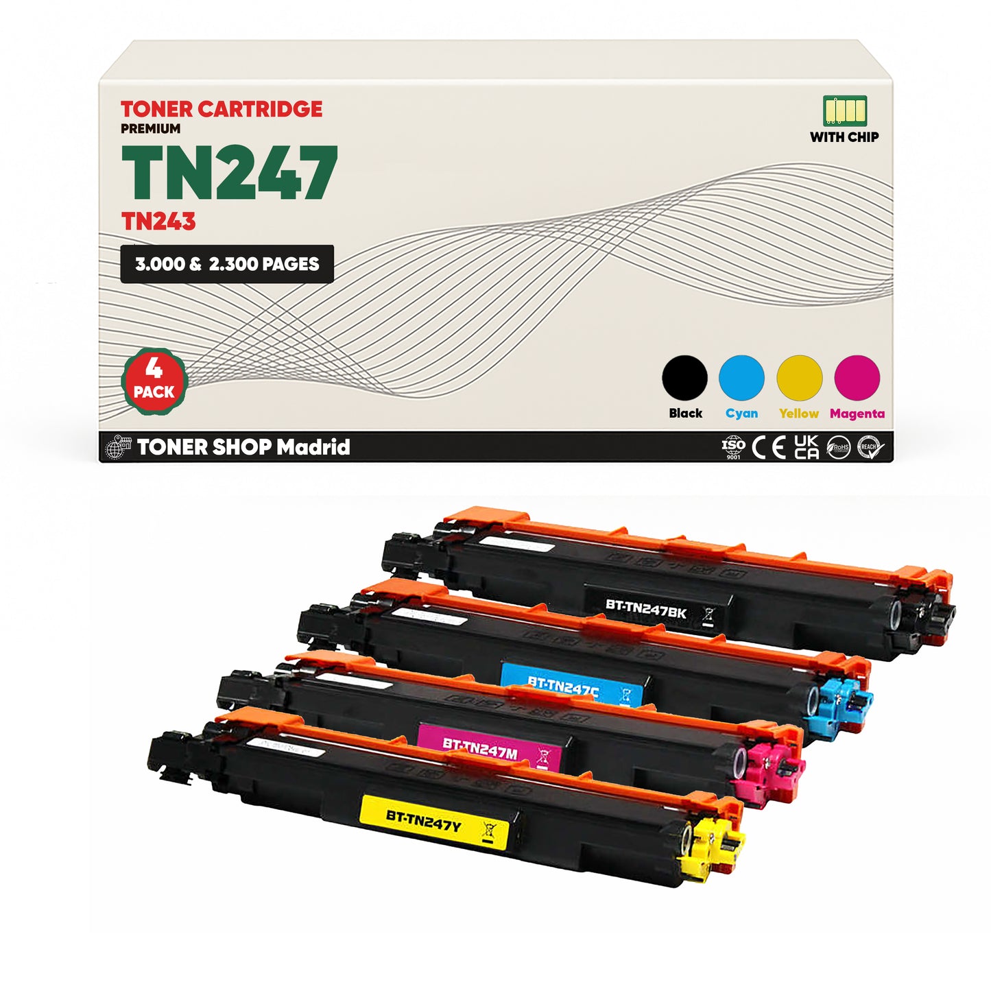 BDink Pack 4 Tóners Compatibles Brother TN247 TN243 (Pack 4)