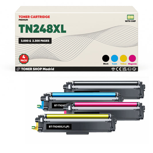 BDink Tóners Compatibles Brother TN248XL (Pack 4 CMYK) - Alta Capacidad