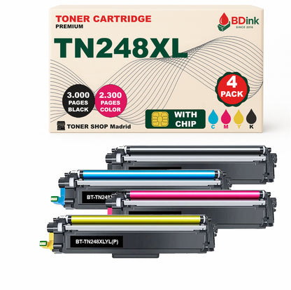 BDink Tóners Compatibles Brother TN248XL (Pack 4 CMYK) - Alta Capacidad