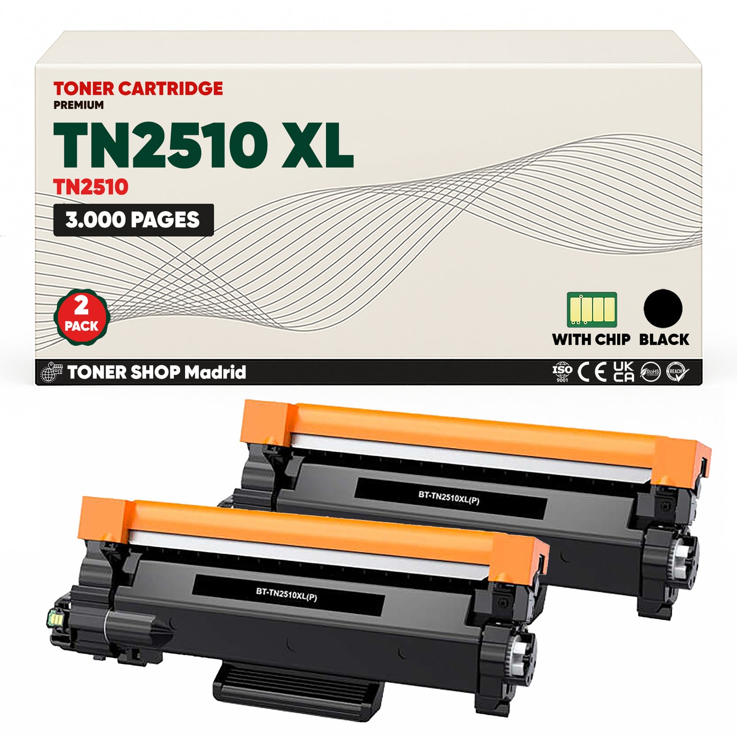 BDink Tóner Compatible con Brother TN2510XL Negro