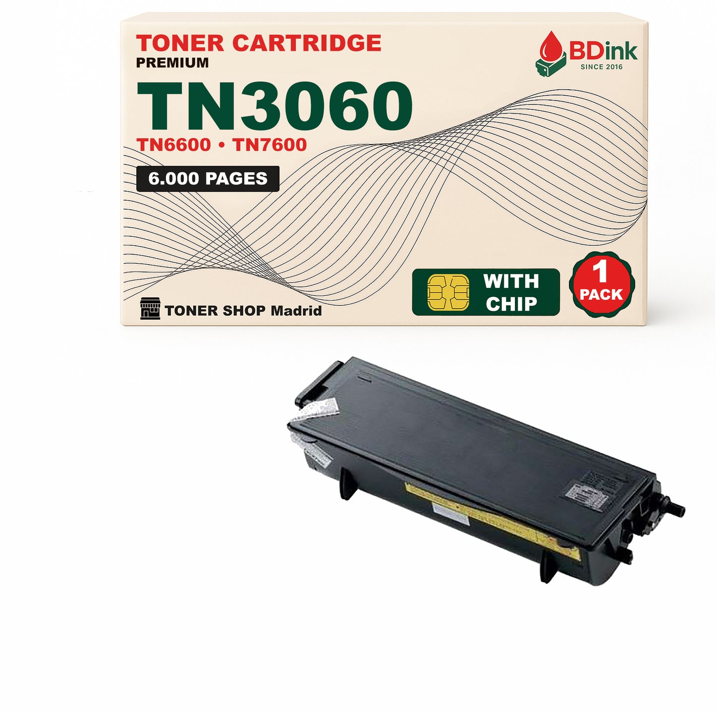 BDink Tóner Compatible Brother TN3060 TN6600 TN7600 Negro