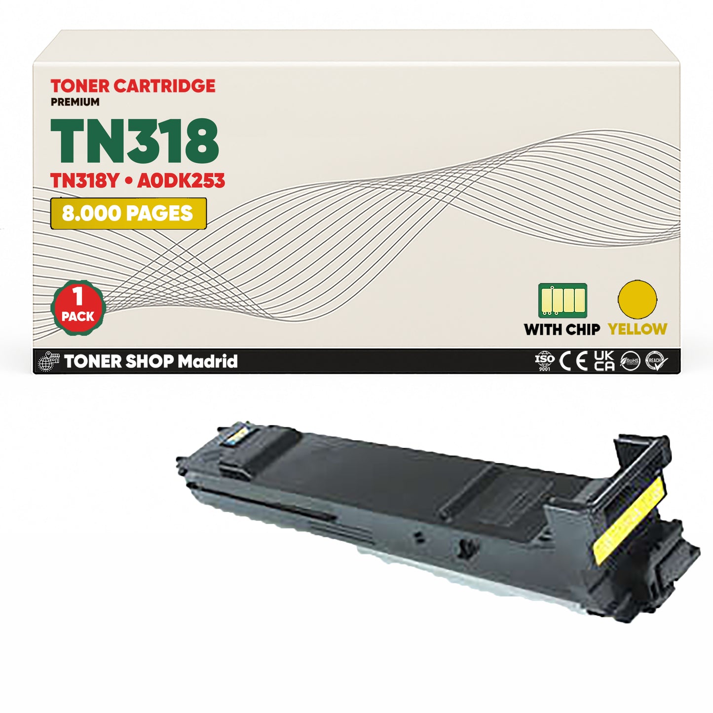 BDink Tóner Compatible Konica Minolta TN318 Cian Amarillo (Pack 2)