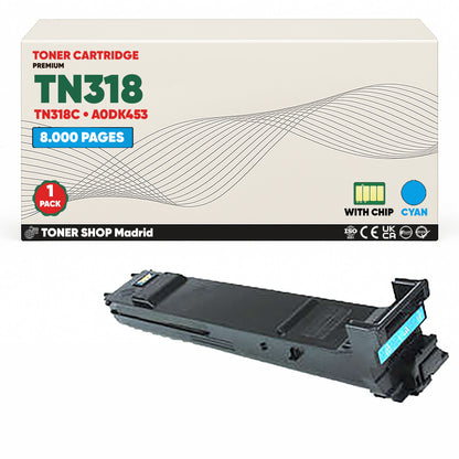 BDink Tóner Compatible Konica Minolta TN318 Cian Amarillo (Pack 2)