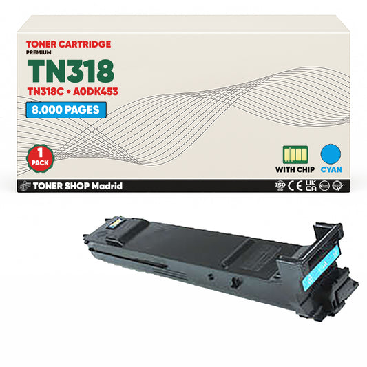 BDink Tóner Compatible Konica Minolta TN318 Cian Amarillo (Pack 2)