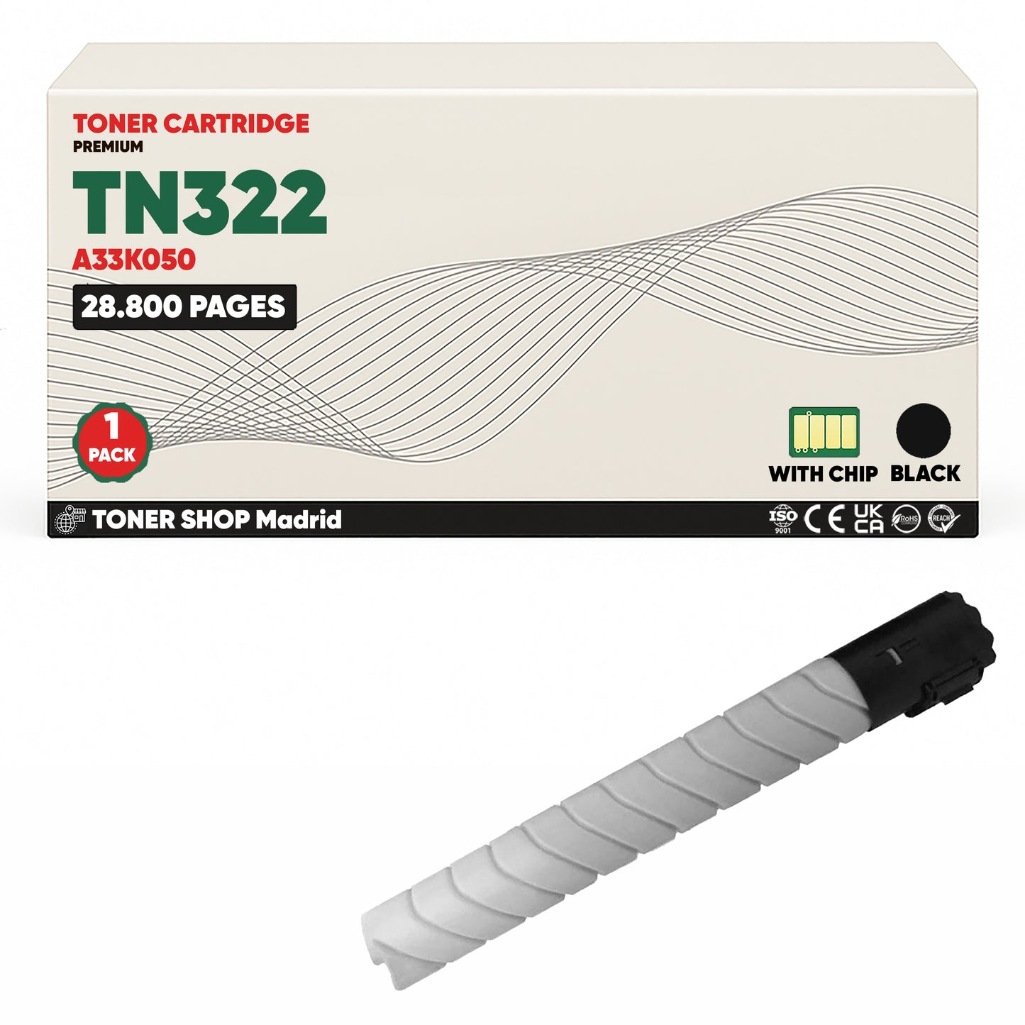 BDink Cartucho de Toner Compatible Konica Minolta TN322 Negro