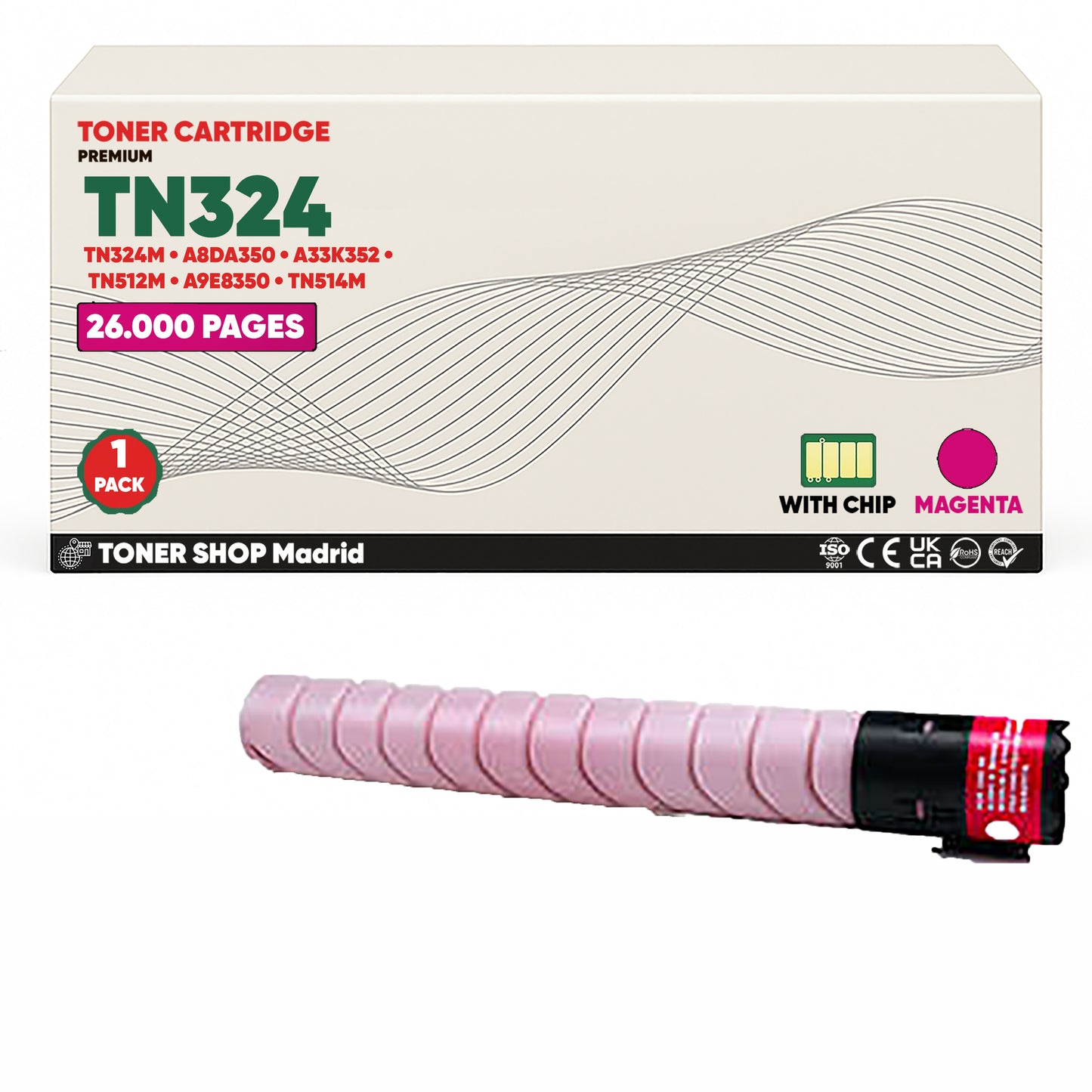 BDink Cartucho de Toner Compatible Konica Minolta TN324 (Pack 4) CMYK