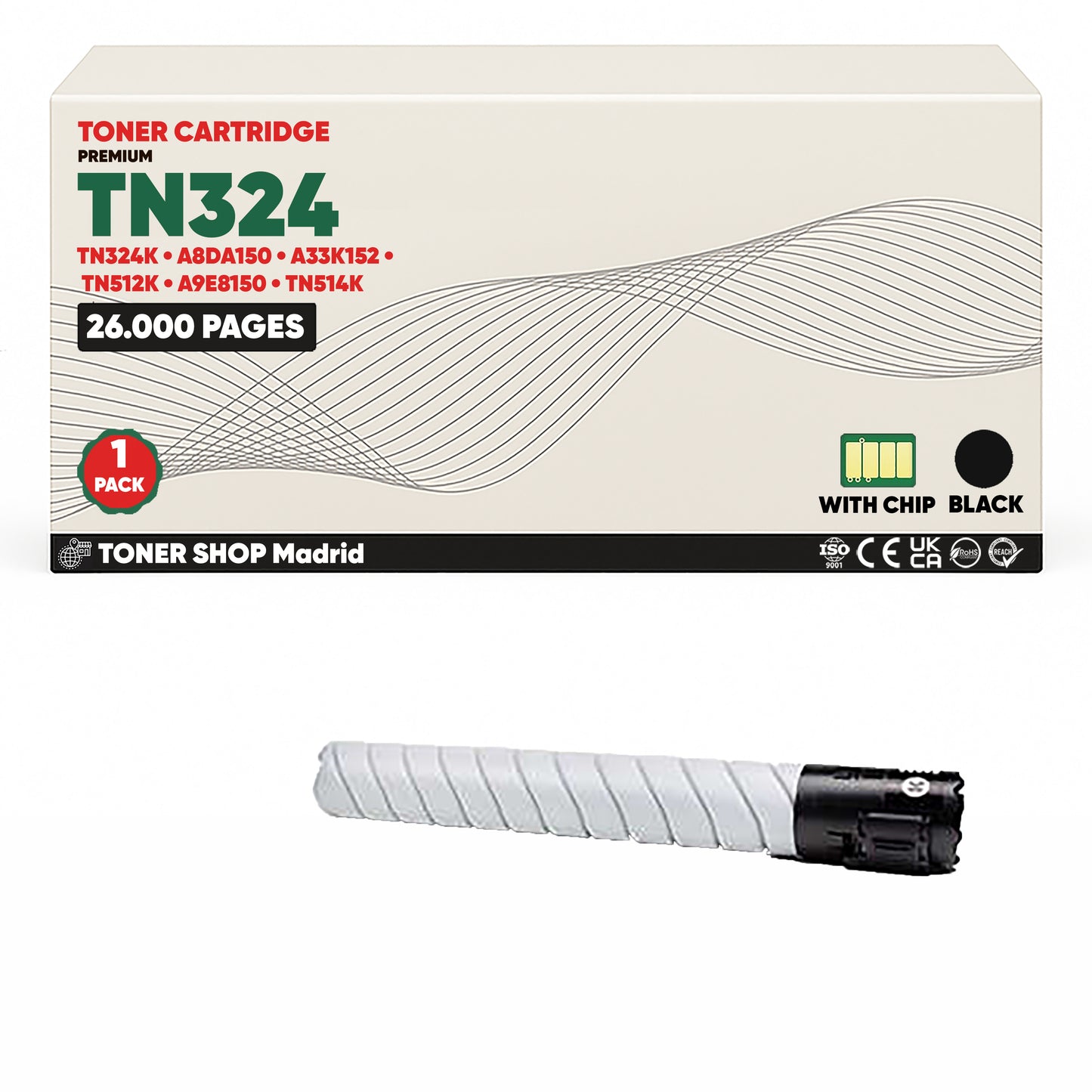BDink Cartucho de Toner Compatible Konica Minolta TN324 (Pack 4) CMYK