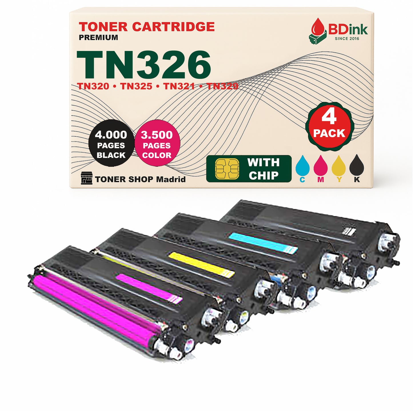 BDink Tóner Compatible Brother TN320 / TN321 / TN326 CMYK (Pack 4)