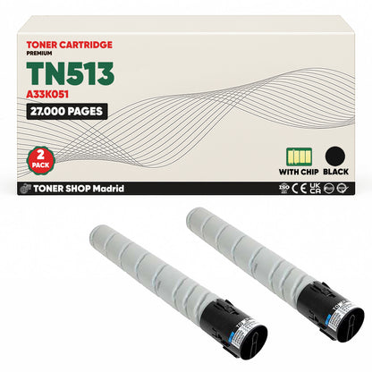 BDink Cartucho de Toner Compatible Konica Minolta TN513 Negro
