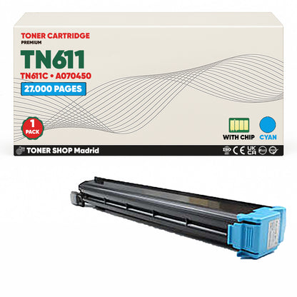 BDink Cartucho de Toner Compatible Konica Minolta TN611 (Pack 4) CMYK