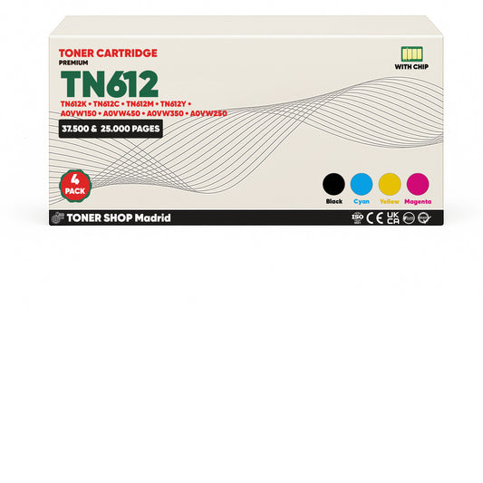 BDink Cartucho de Toner Compatible Konica Minolta TN612 (Pack 4) CMYK