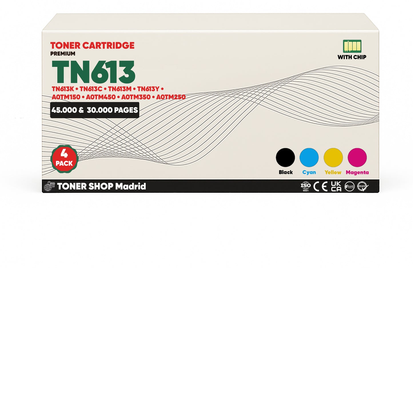 BDink Cartucho de Toner Compatible Konica Minolta TN613 (Pack 4) CMYK