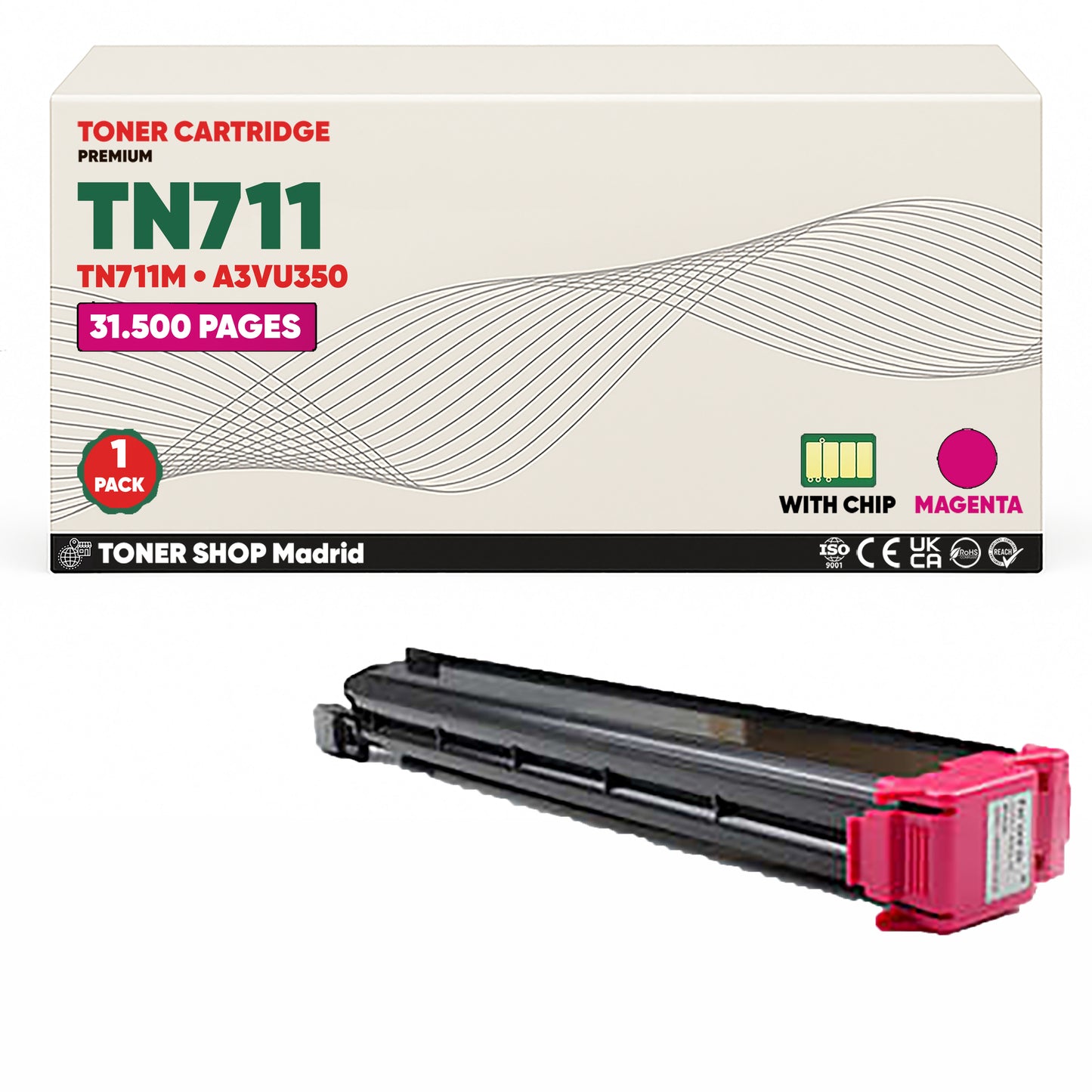 BDink Cartucho de Toner Compatible Konica Minolta TN711 (Pack 4) CMYK