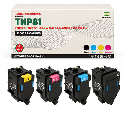 BDink Cartucho de Toner Compatible Konica Minolta TNP81 (Pack 4) CMYK