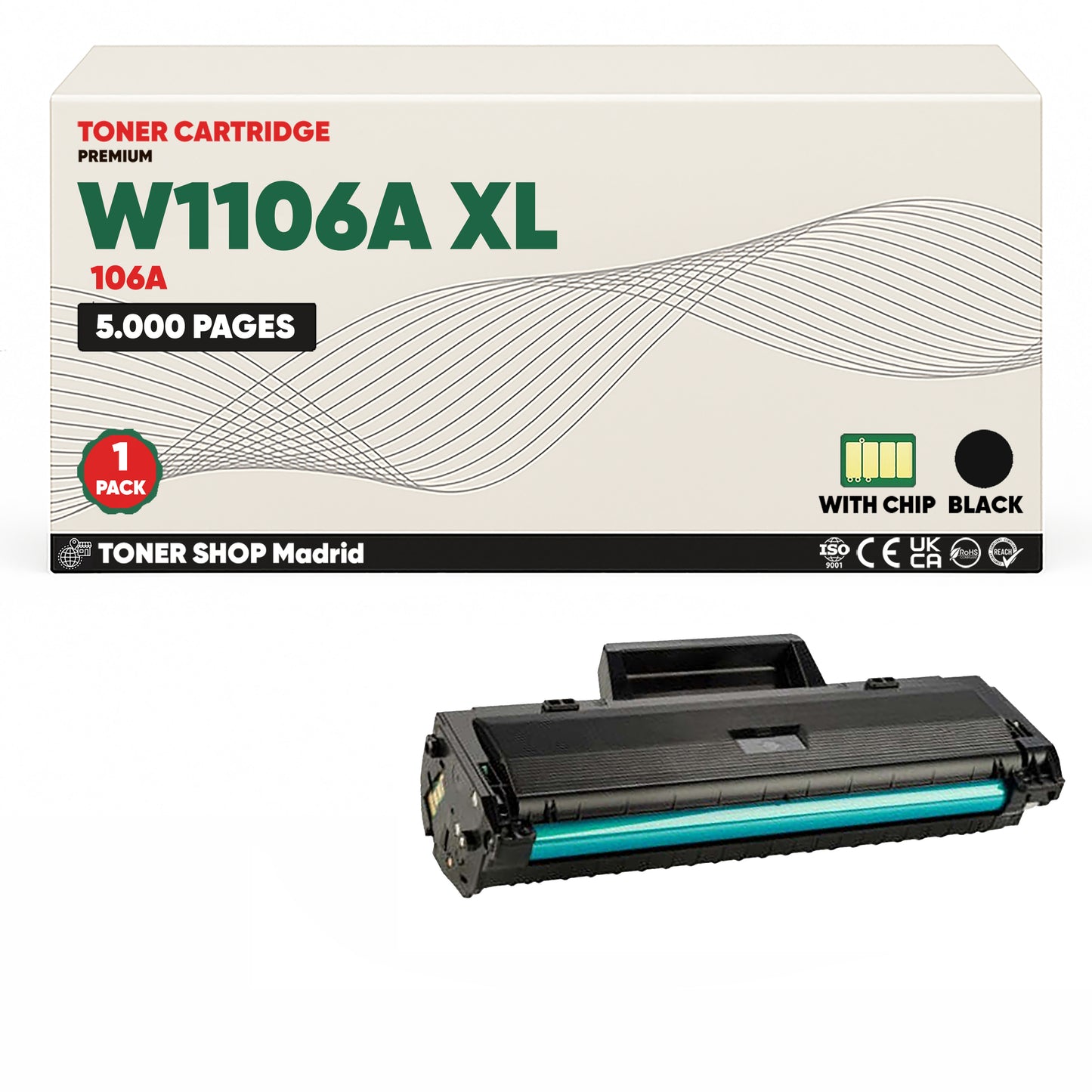 BDink Tóner Compatible HP 106A XL Negro W1106A (Alta Capacidad)