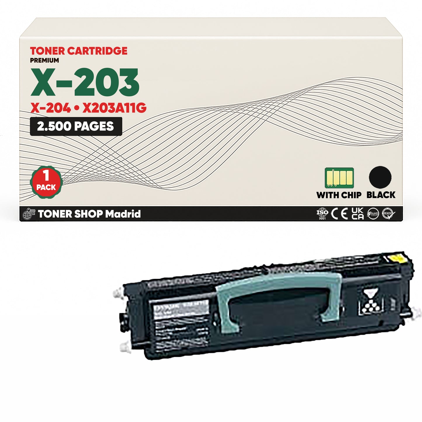 BDink Cartucho Tóner Compatible Lexmark X203/X204 Negro