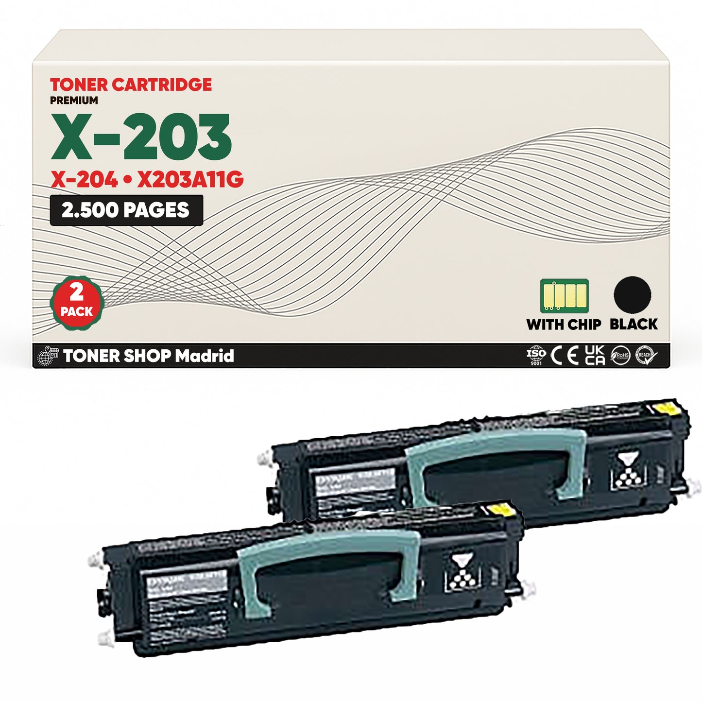 BDink Cartucho Tóner Compatible Lexmark X203/X204 Negro